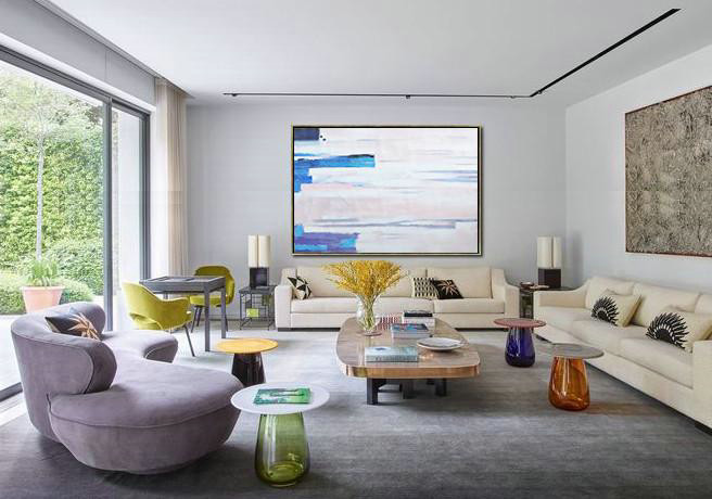Oversized Wall Decor,Oversized Horizontal Contemporary Art,Art Work,White,Pink,Blue,Purple.etc